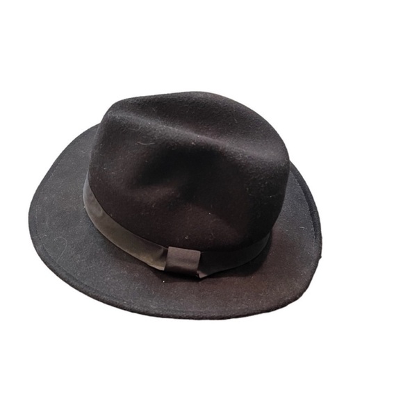 ♥️FEDORA H&M Women's Black Hat OS Rancher Western Cowgirl Felt Like Poly Panama - Picture 8 of 11